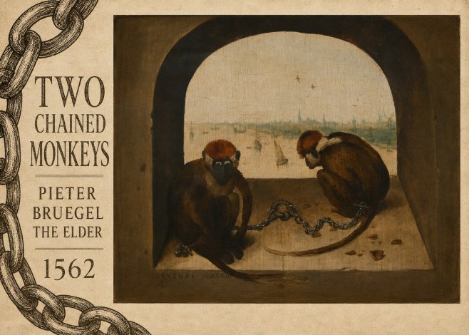 Pieter Bruegel Two Chained Monkeys I No6 - Affiche