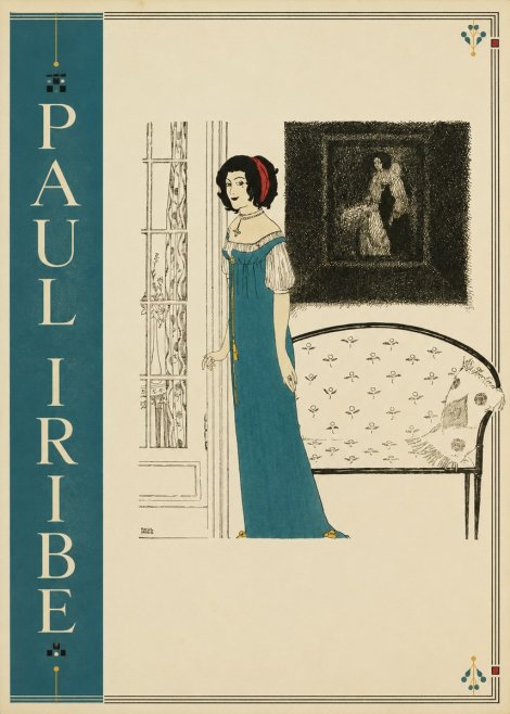 Paul Iribe Elegant Lady in Blue Dress No2 - Affiche