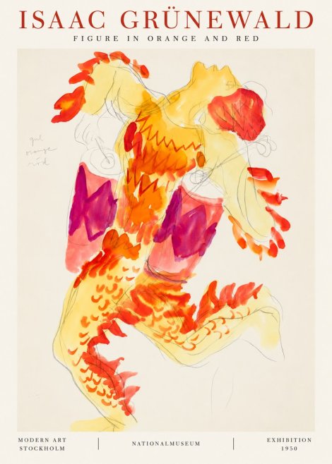 Isaac Grünewald Figure in Orange and Red No1 - Affiche