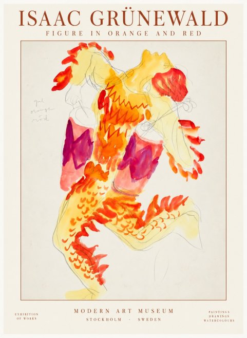 Isaac Grünewald Figure in Orange and Red No2 - Affiche