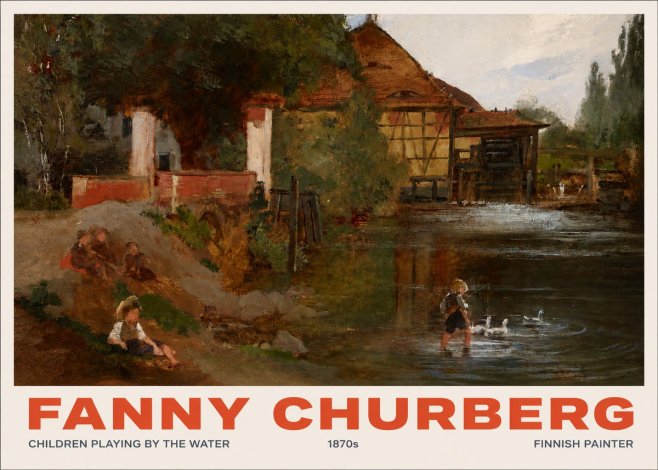 Fanny Churberg Children Playing by the Water No2 - Affiche