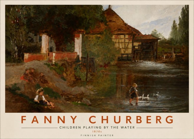Fanny Churberg Children Playing by the Water No5 - Affiche