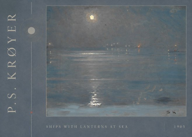 P.S. Krøyer Ships with Lanterns at Sea No2 - Affiche