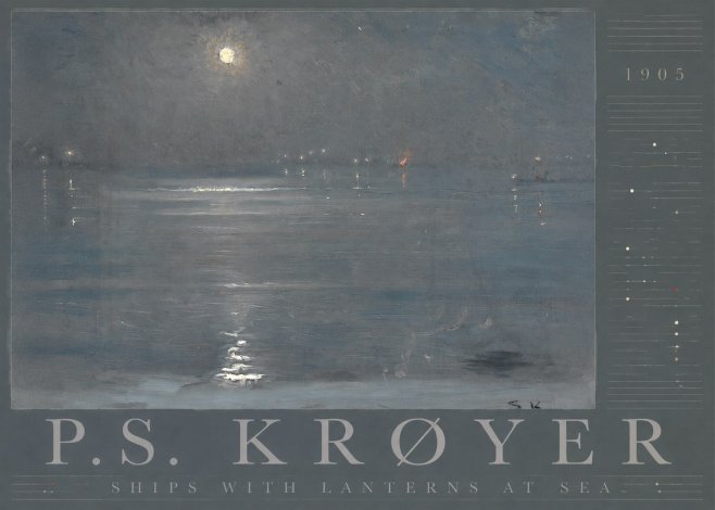 P.S. Krøyer Ships with Lanterns at Sea No3 - Affiche