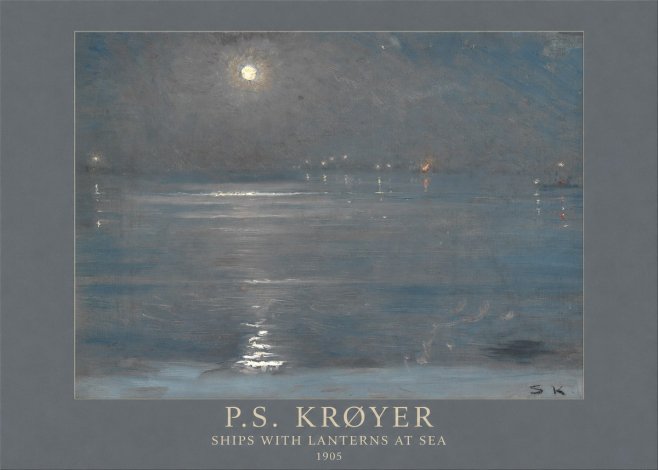 P.S. Krøyer Ships with Lanterns at Sea No5 - Affiche