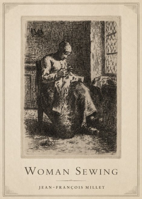Jean-François Millet Woman Sewing No1 - Affiche