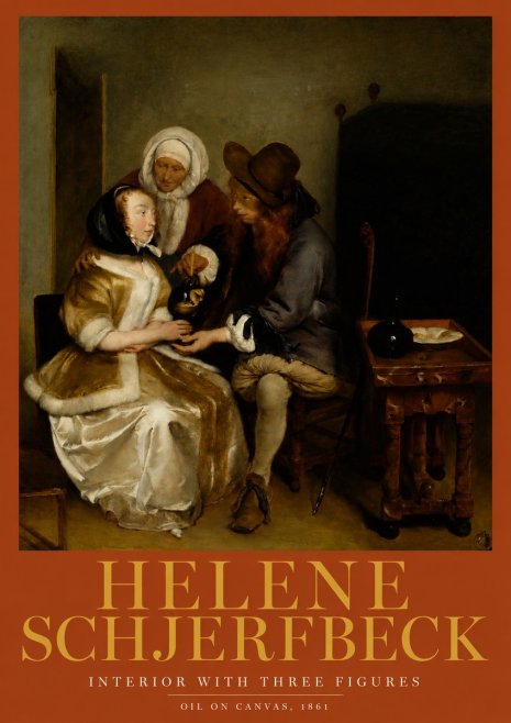 Helene Schjerfbeck Interior with Three Figures No2 - Affiche