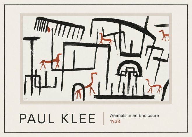 Paul Klee Animals in an Enclosure No1 - Affiche