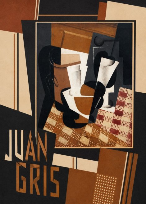 Juan Gris Cubist Still Life with Glass and Tablecloth No2 - Affiche