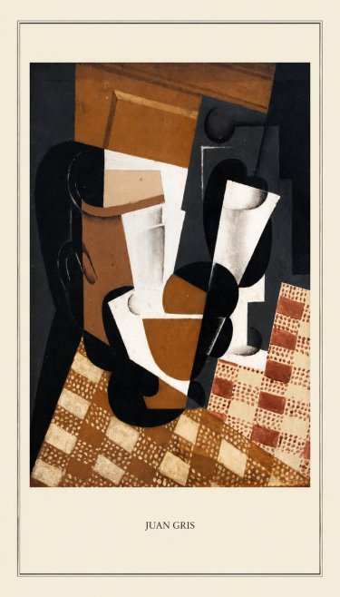 Juan Gris Cubist Still Life with Glass and Tablecloth No4 - Affiche