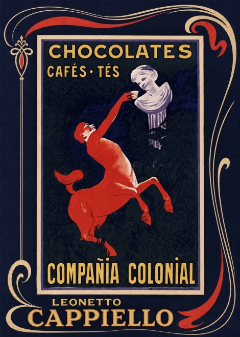 Leonetto Cappiello Chocolates, Cafés, Tés - Compañía Colonial No1 - Affiche