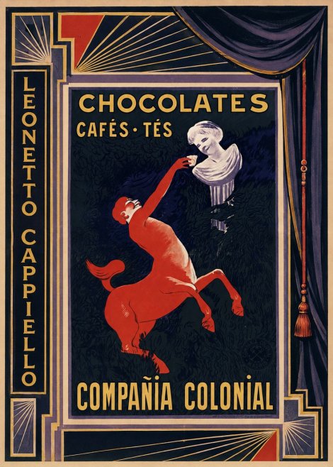 Leonetto Cappiello Chocolates, Cafés, Tés - Compañía Colonial No2 - Affiche