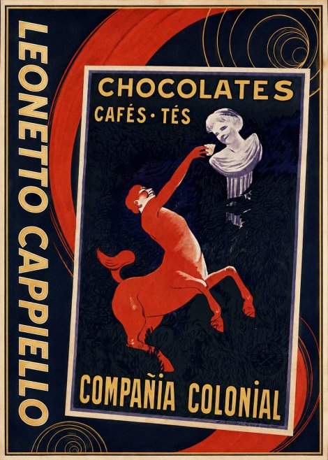 Leonetto Cappiello Chocolates, Cafés, Tés - Compañía Colonial No4 - Affiche