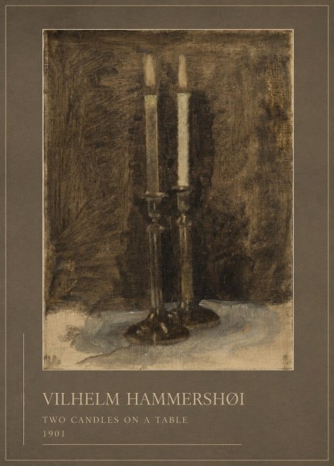 Vilhelm Hammershøi Two Candles on a Table No1 - Affiche