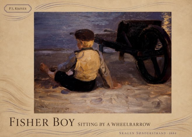 P.S. Krøyer Fisher Boy Sitting by a Wheelbarrow No4 - Affiche