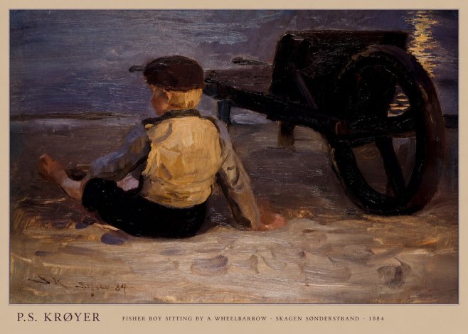 P.S. Krøyer Fisher Boy Sitting by a Wheelbarrow No6 - Affiche
