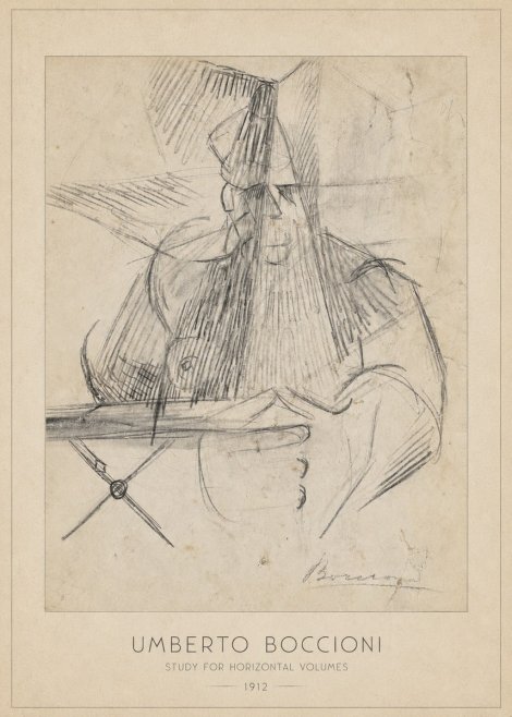 Umberto Boccioni Study for Horizontal Volumes No6 - Affiche
