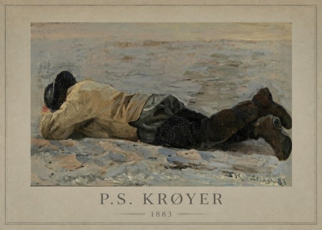 P.S. Krøyer Fisherman Lying on the Beach No1 - Affiche