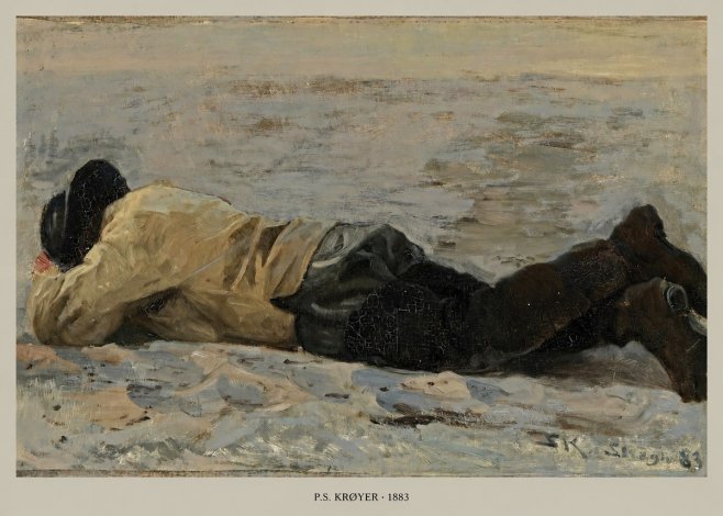 P.S. Krøyer Fisherman Lying on the Beach No5 - Affiche