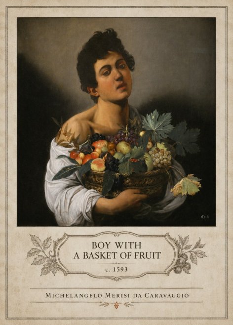 Michelangelo Merisi da Caravaggio Boy with a Basket of Fruit No4 - Affiche