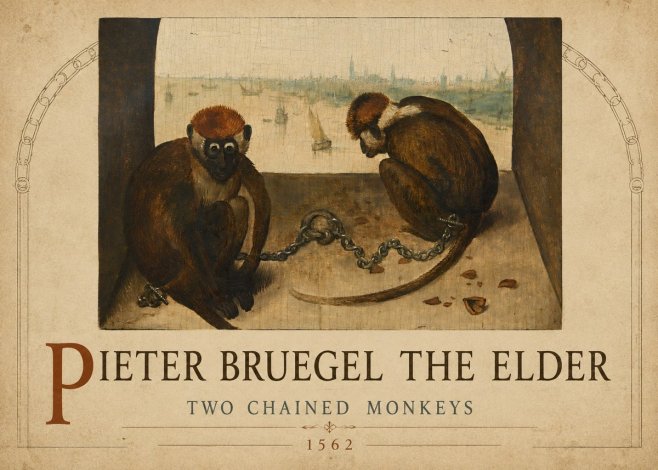 Pieter Bruegel Two Chained Monkeys II No2 - Affiche