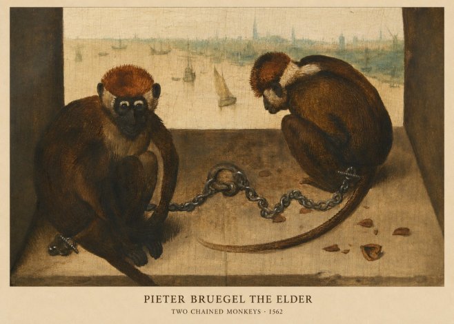 Pieter Bruegel Two Chained Monkeys II No6 - Affiche
