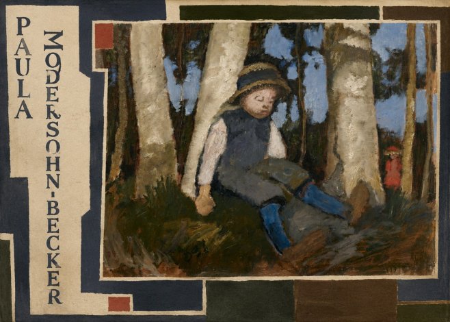 Paula Modersohn-Becker Sleeping Child in a Birch Grove No2 - Affiche