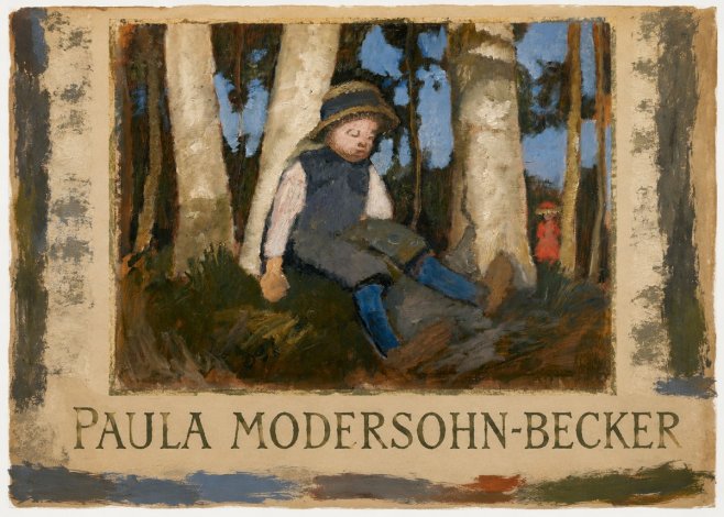Paula Modersohn-Becker Sleeping Child in a Birch Grove No3 - Affiche