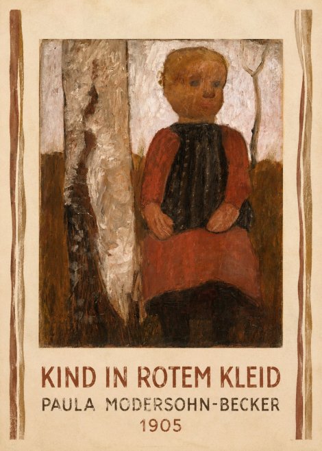Paula Modersohn-Becker Kind in Rotem Kleid No4 - Affiche