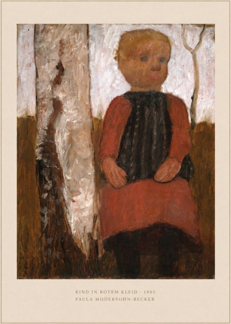 Paula Modersohn-Becker Kind in Rotem Kleid No5 - Affiche