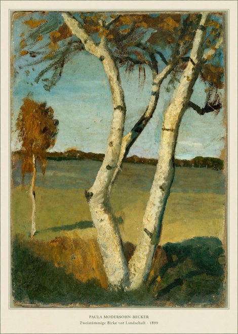 Paula Modersohn-Becker Zweistämmige Birke Vor Landschaft No6 - Affiche