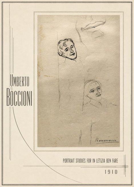 Umberto Boccioni Portrait Studies for in Letizia Ben Fare No1 - Affiche