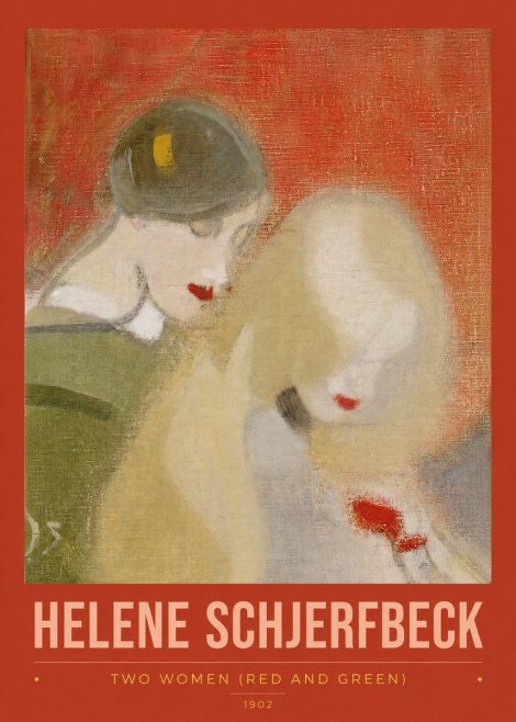 Helene Schjerfbeck Two Women (Red and Green) No2 - Affiche