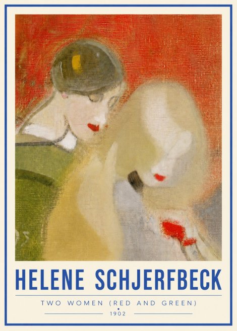 Helene Schjerfbeck Two Women (Red and Green) No4 - Affiche