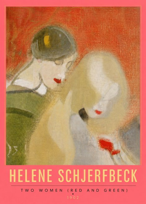 Helene Schjerfbeck Two Women (Red and Green) No6 - Affiche