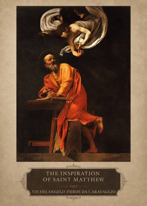 Michelangelo Merisi da Caravaggio The Inspiration of Saint Matthew II No4 - Affiche