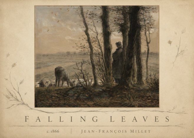 Jean-François Millet Falling Leaves No3 - Affiche