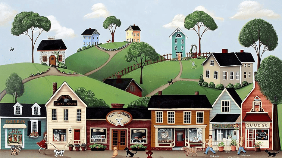 Whimsical Village Scene