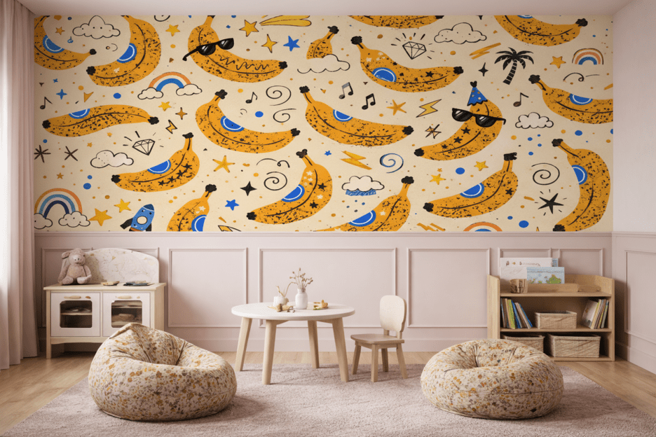 Whimsical Banana Mural