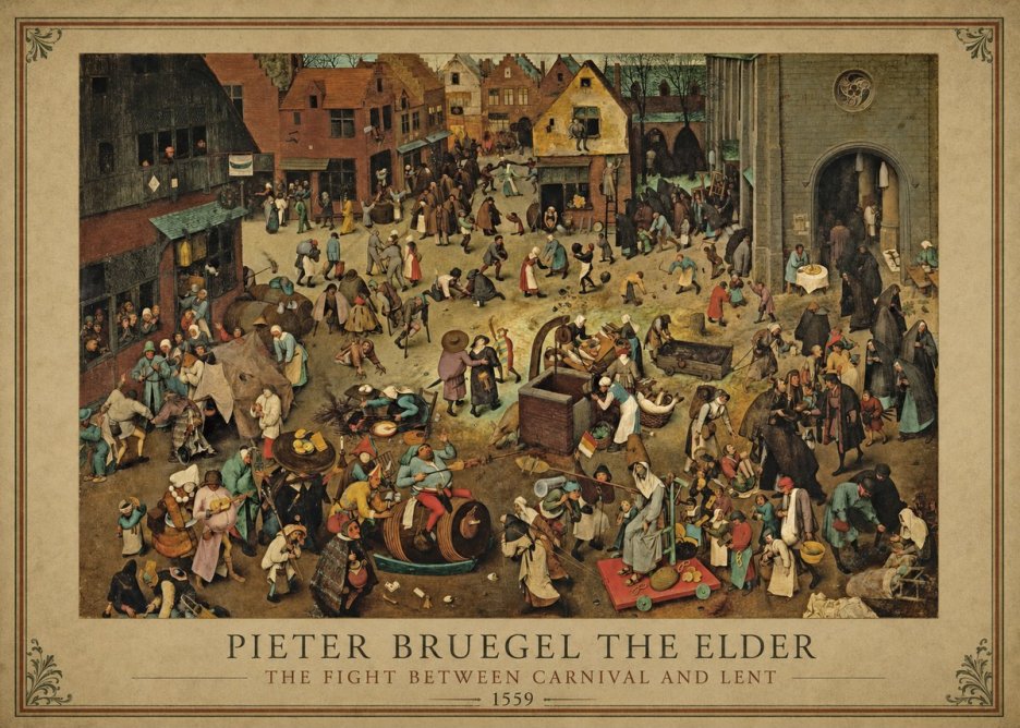 Pieter Bruegel The Fight Between Carnival and Lent I No1 - Affiche