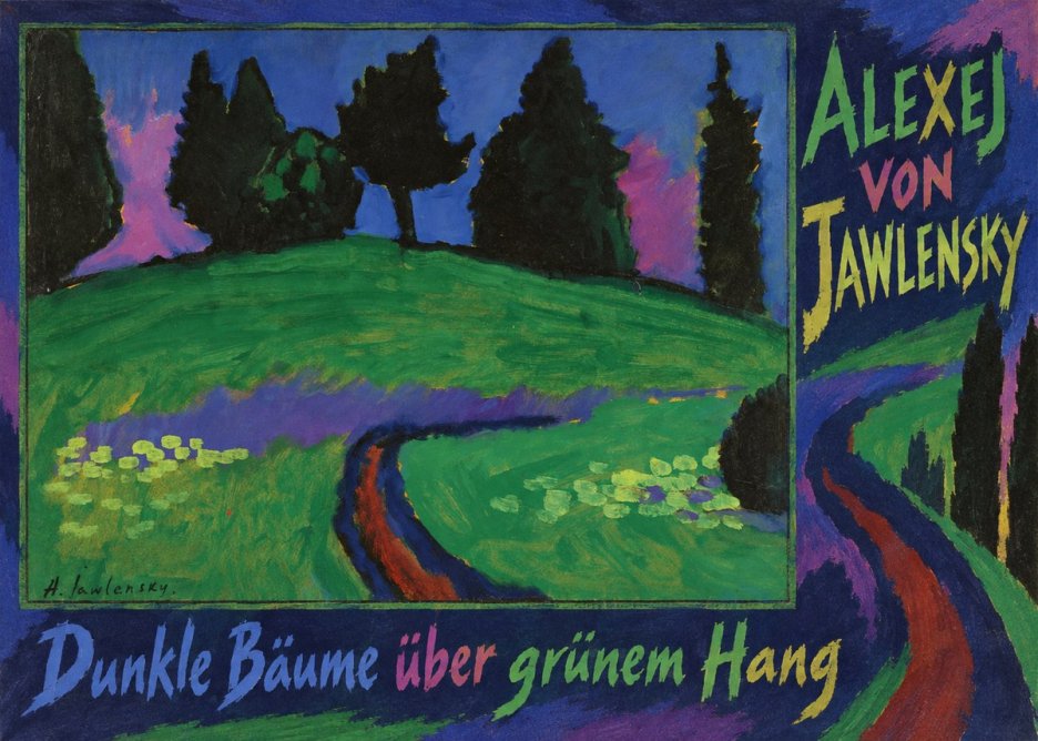 Alexej von Jawlensky Dunkle Bäume Über Grünem Hang No1 - Affiche