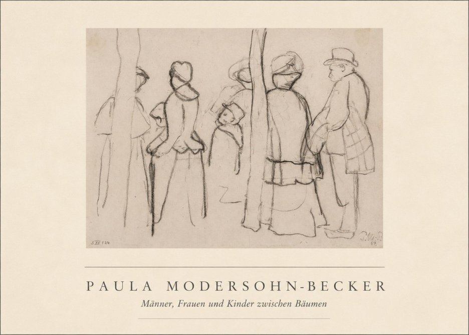 Paula Modersohn-Becker Männer, Frauen Und Kinder Zwischen Bäumen No4 - Affiche