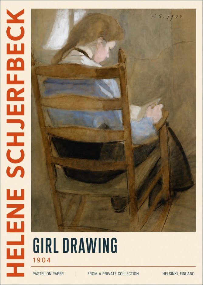 Helene Schjerfbeck Girl Drawing No5 - Affiche