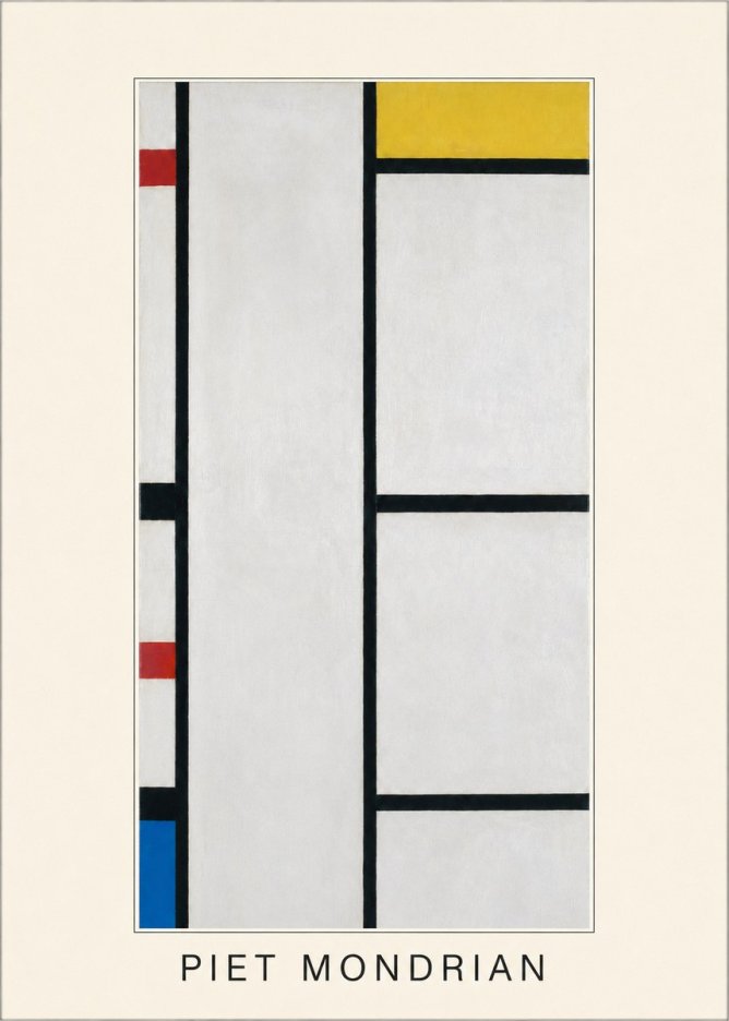 Piet Mondrian Composition with Red, Yellow, and Blue No3 - Affiche