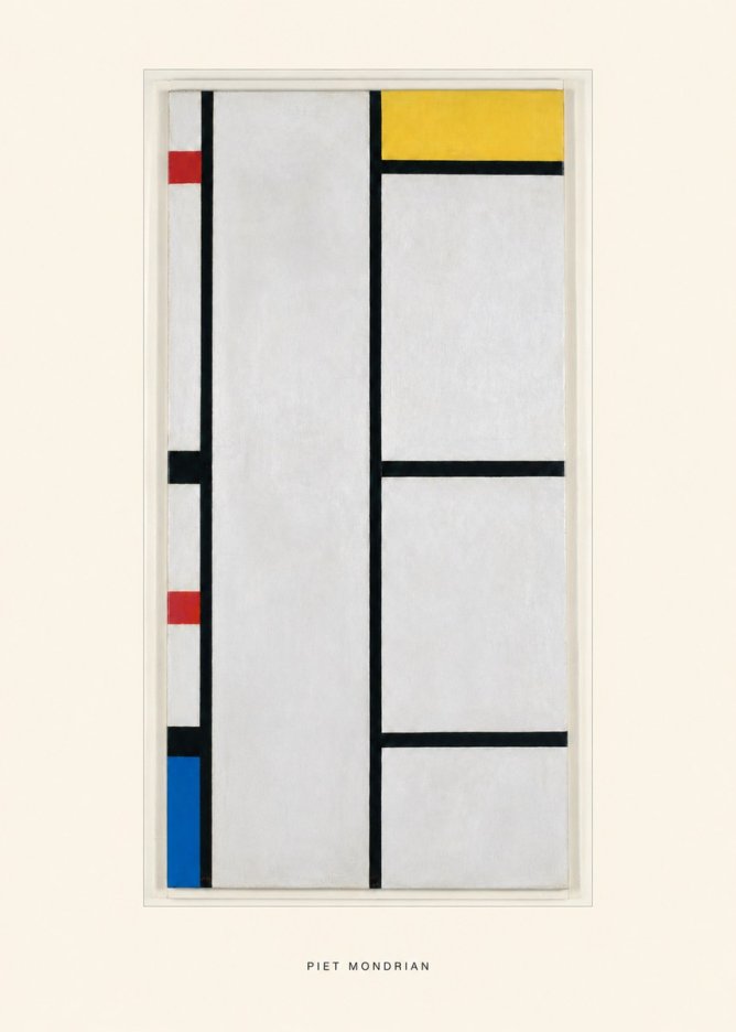 Piet Mondrian Composition with Red, Yellow, and Blue No5 - Affiche