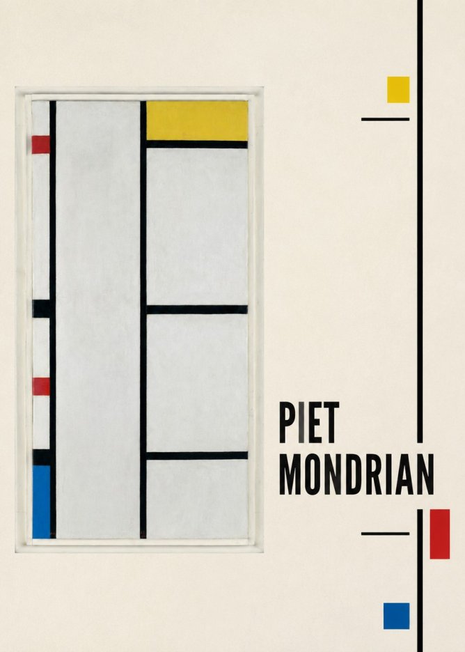 Piet Mondrian Composition with Red, Yellow, and Blue No6 - Affiche