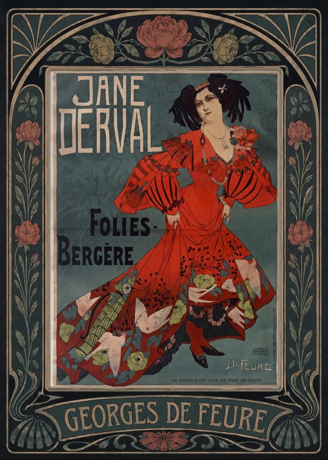 Georges de Feure Jane Derval - Folies-bergère I No5 - Affiche