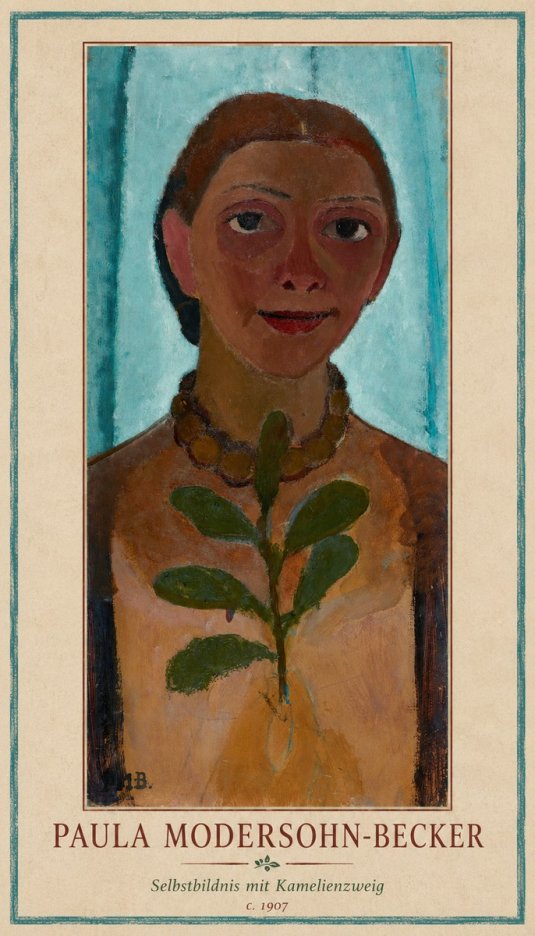 Paula Modersohn-Becker Selbstbildnis Mit Kamelienzweig No1 - Affiche