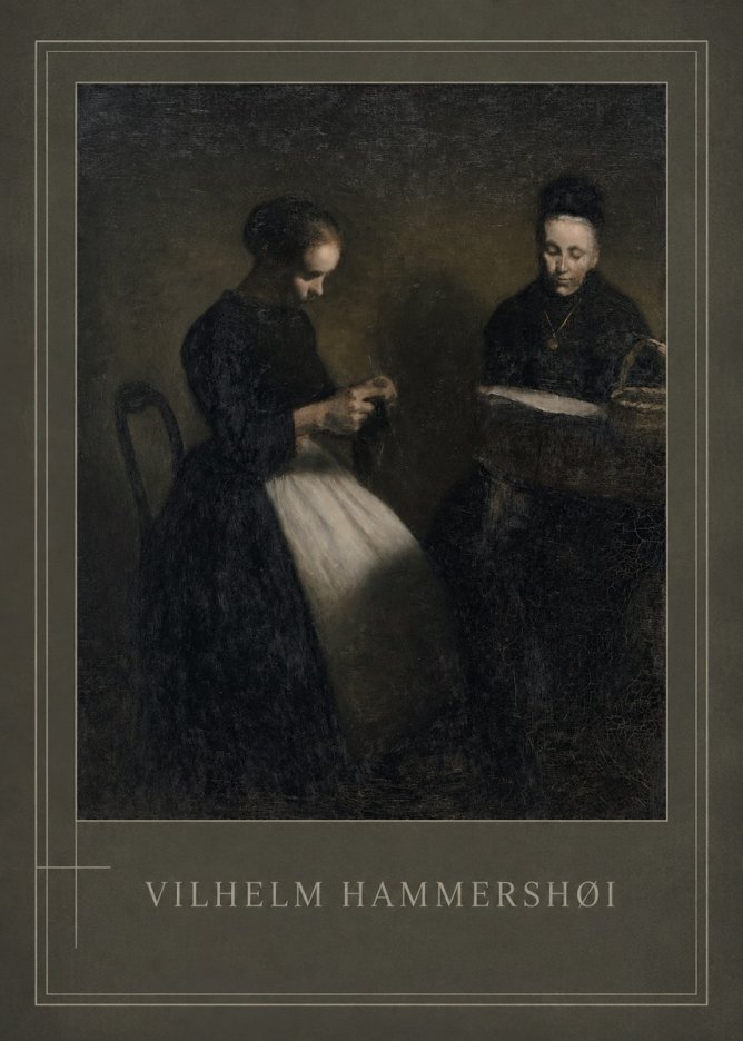 Vilhelm Hammershøi Two Women Knitting No1 - Affiche