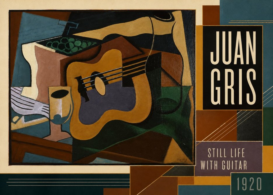 Juan Gris Still Life with Guitar No3 - Affiche